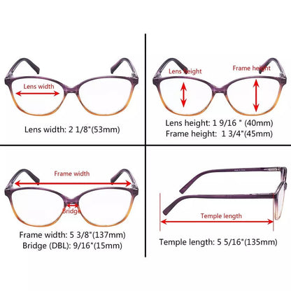 10 Pack Cat Eye Design Reading Glasses Two - tone Readers RFH2eyekeeper.com