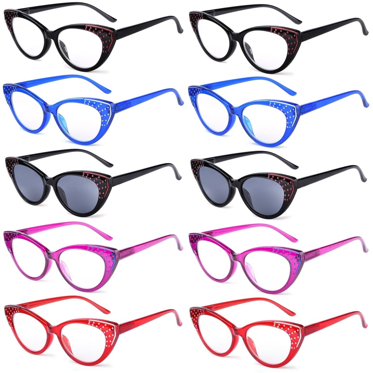 10 Pack Cat - eye Reading Glasses Stylish Readers R2115eyekeeper.com