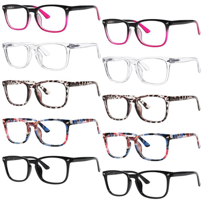 10 Pack Chic Rectangle Fully Magnified Reading Glasses RT1801eyekeeper.com