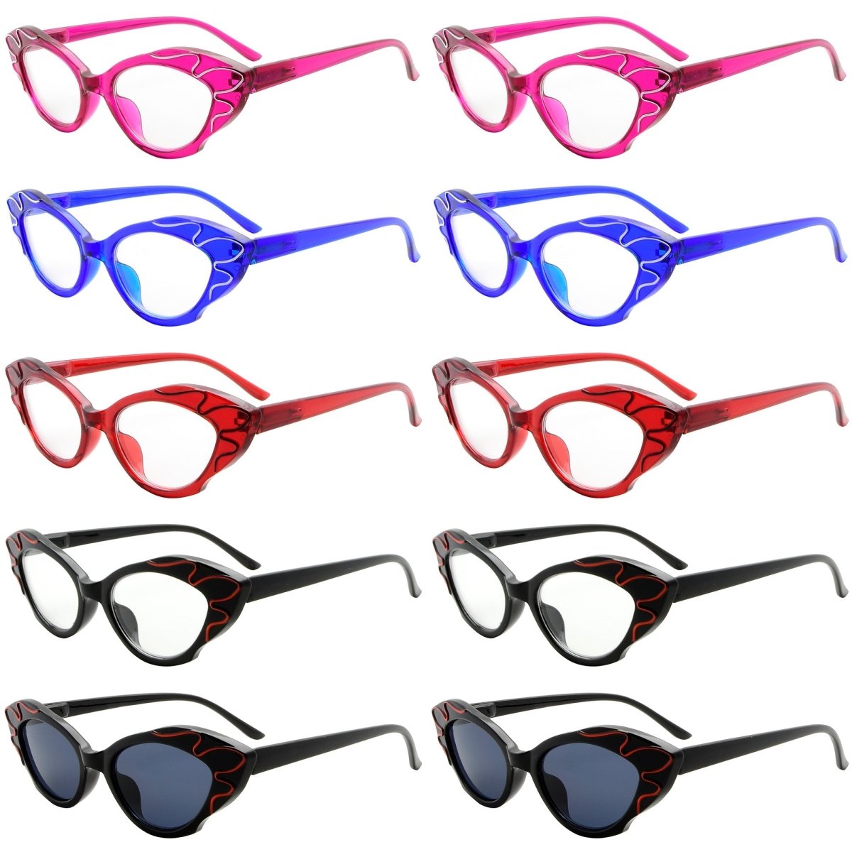 10 Pack Fashion Cat - eye Reading Glasses Small Lens Readers R2116eyekeeper.com