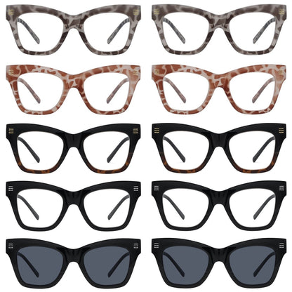 10 Pack Fashionable Cat - eye Reading Glasses R2111eyekeeper.com