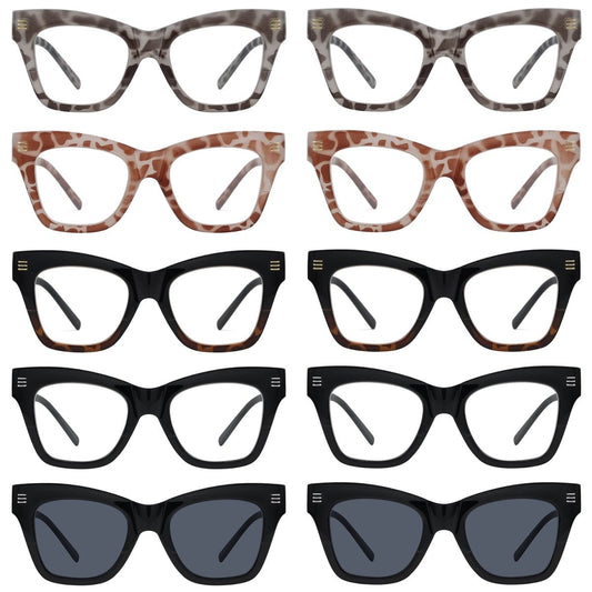 10 Pack Fashionable Cat - eye Reading Glasses R2111eyekeeper.com