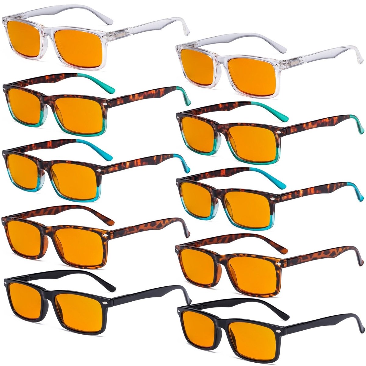 10 Pack Orange tinted Blue Light Blocking Reading Glasses Computer Eyeglasses DSR899eyekeeper.com