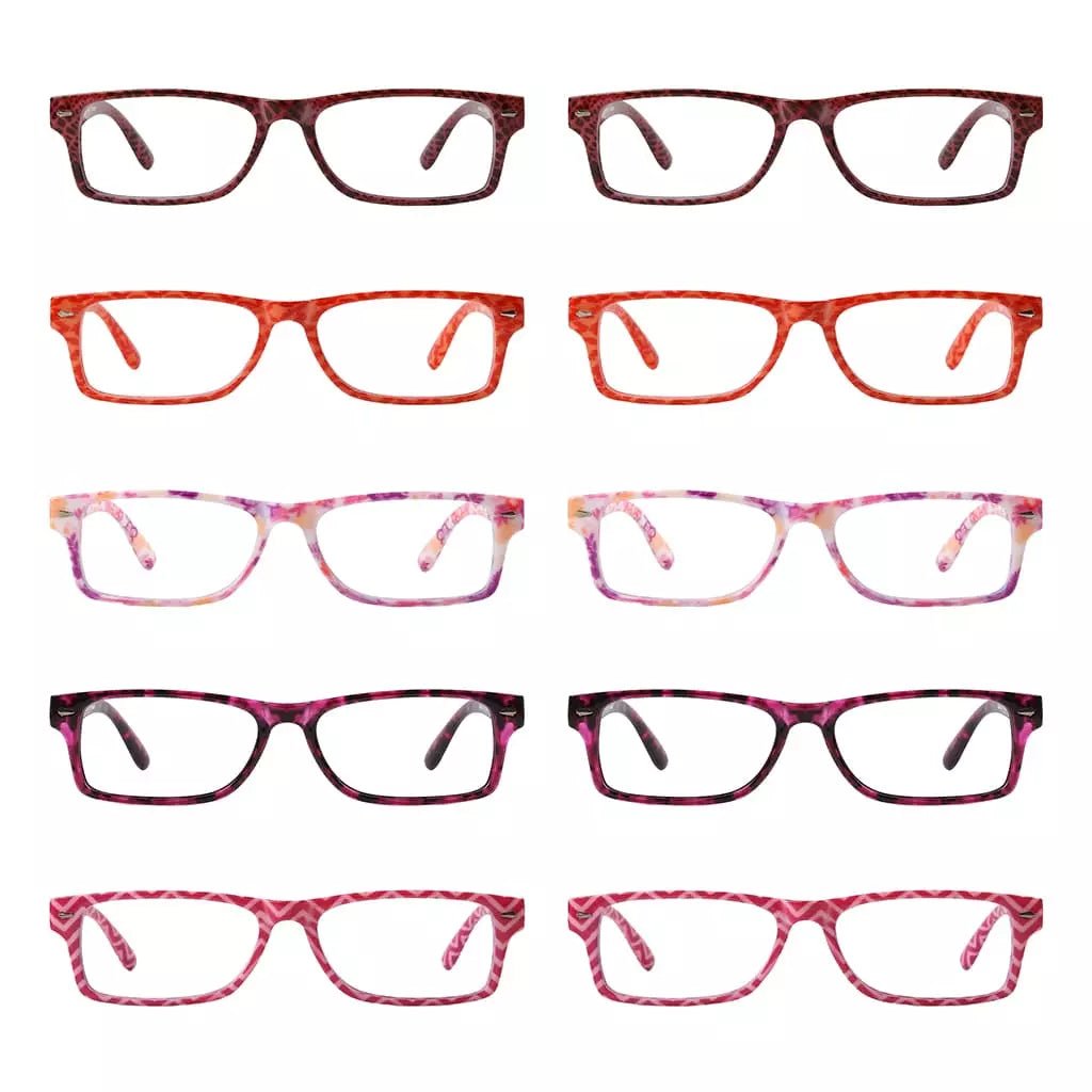 10 Pack Patterned Reading Glasses Colorful Stylish Readers R066eyekeeper.com