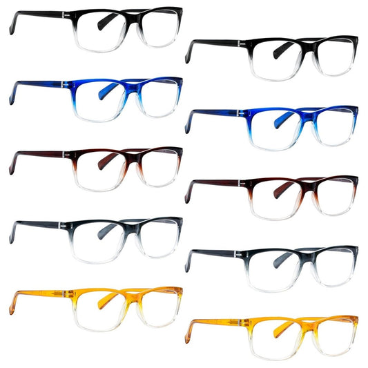 10 Pack Rectangle Designer Reading Glasses Classic Readers R150eyekeeper.com