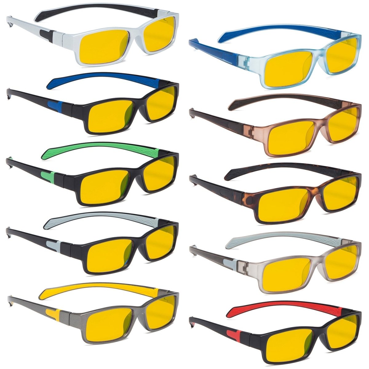 10 Pack Yellow Tinted Blue Light Filter Reading Glasses CGXM02eyekeeper.com