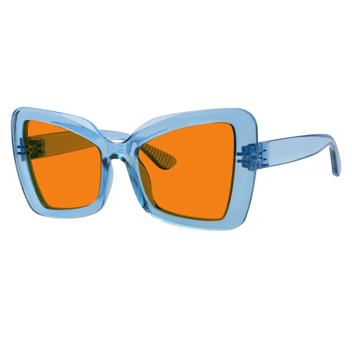 100% Blue Blocking Glasses Cat - eye Orange Lens Metalless Screwless R2315 - B98eyekeeper.com