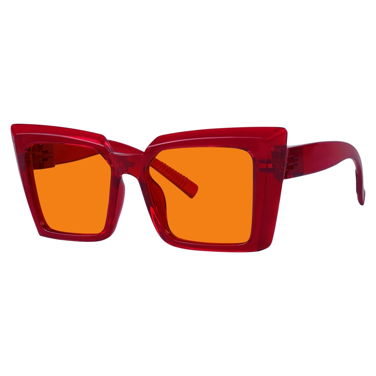 100% Blue Blocking Glasses Oversize Orange Lens Cat - eye Metalless Screwless Eyewear NR2141 - B98eyekeeper.com