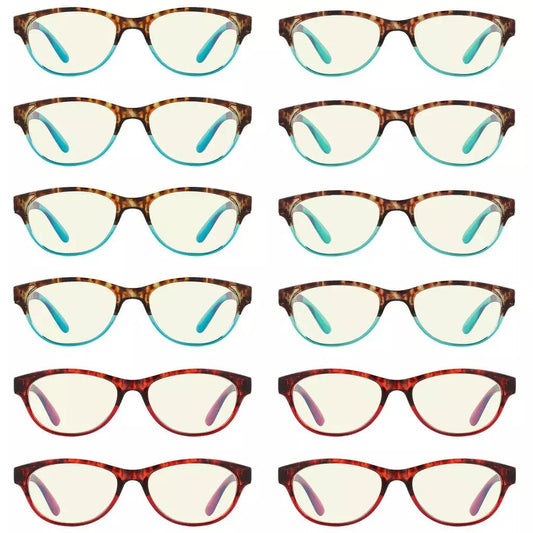 12 Pack Cat Eye Blue Light Filter Pattern Computer Readers UVR074Deyekeeper.com