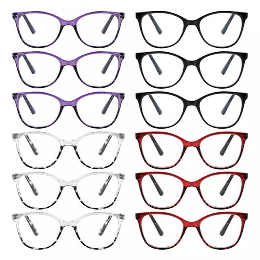 12 Pack Cat - eye Oversized Reading Glasses Stylish Readres FH1570eyekeeper.com