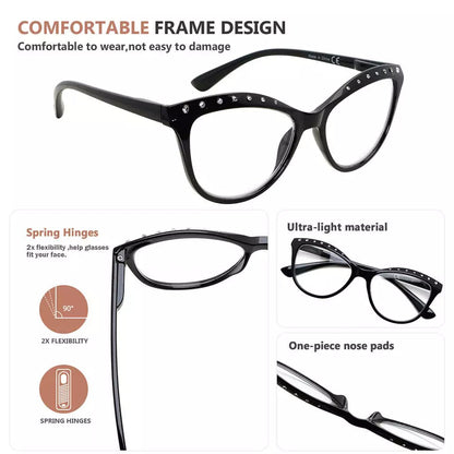 12 Pack Cat - eye Reading Glasses Rhinestone Design Readers R2001eyekeeper.com