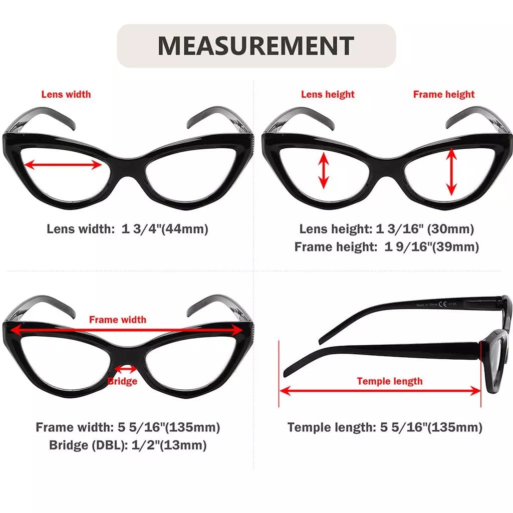 12 Pack Cat Eye Reading Glasses Stylish Readers with Spring Hinges R2033eyekeeper.com