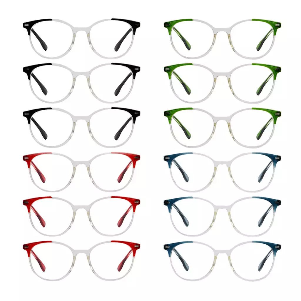 12 Pack Fashion Design Round Frame Reading Glasses R9002Ceyekeeper.com