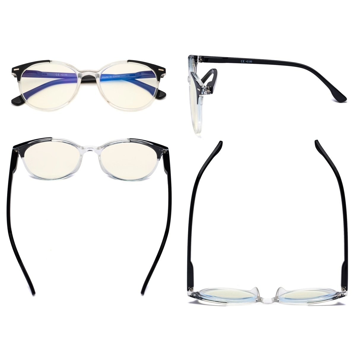 12 Pack Large Frame Blue Light Blocking Reading Glasses Computer Readers UVR9002Ceyekeeper.com