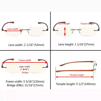 12 Pack Rimless Blue Light Filter Reading Glasses UVCG1eyekeeper.com