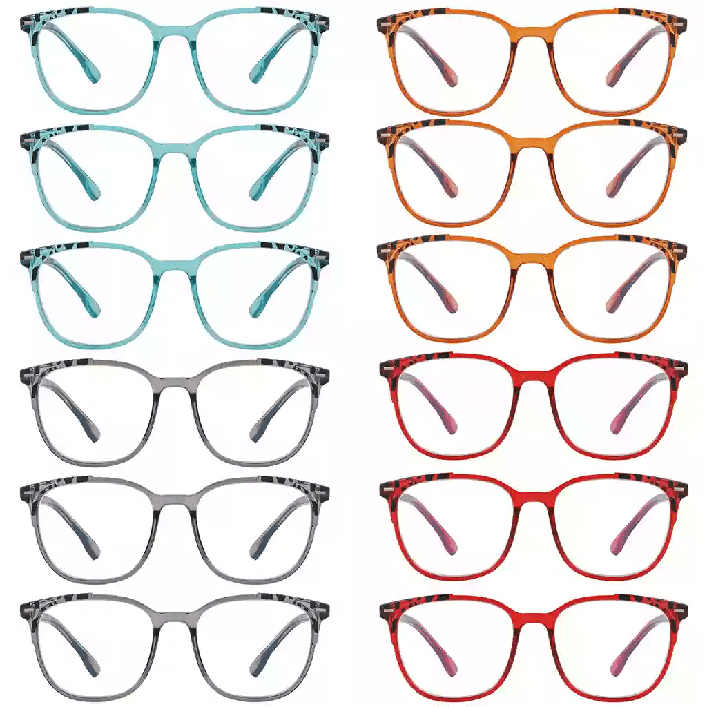 12 Pack Stylish Oversized Pattern Reading Glasses R9001Deyekeeper.com