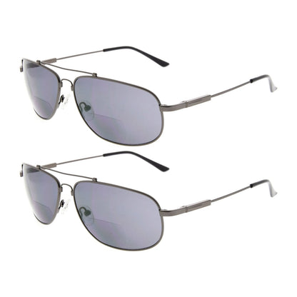 2 Pack Modern Metal Bifocal Reading Sunglasses Chic Readers SG1803eyekeeper.com