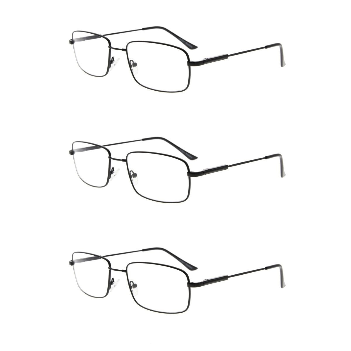 3 Pack Vintage Rectangle Reading Glasses Metal Readers R1701