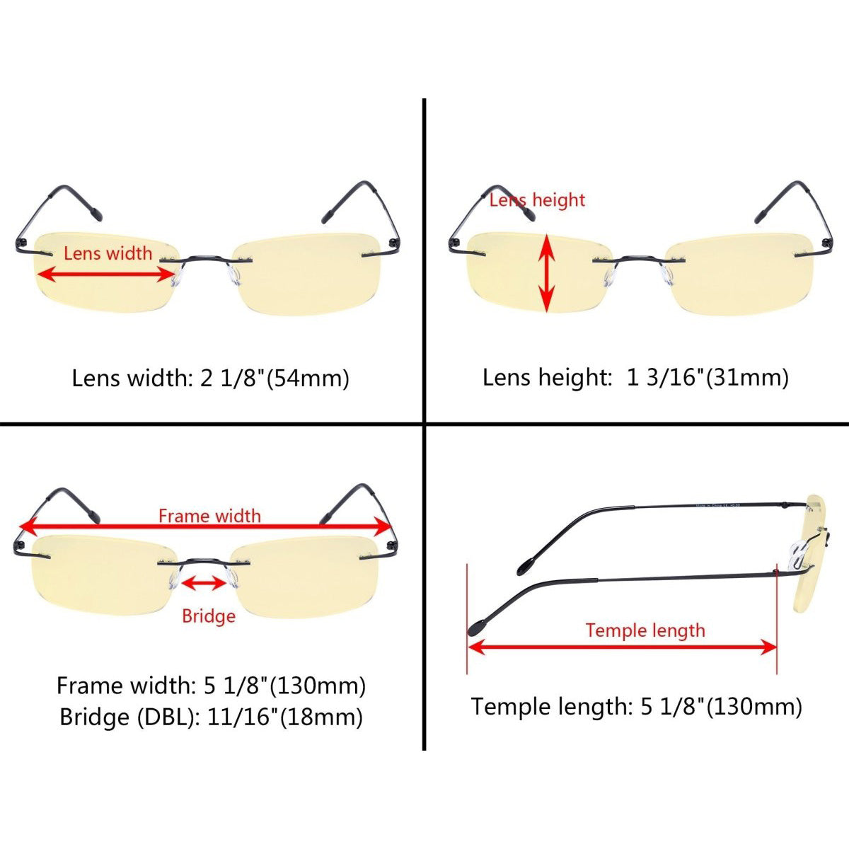 3 Pack Rimless Blue Light Blocking Reading Glasses TMWK8