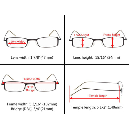 3 Pack Stainless Steel Lightweight Reading Glasses R15005