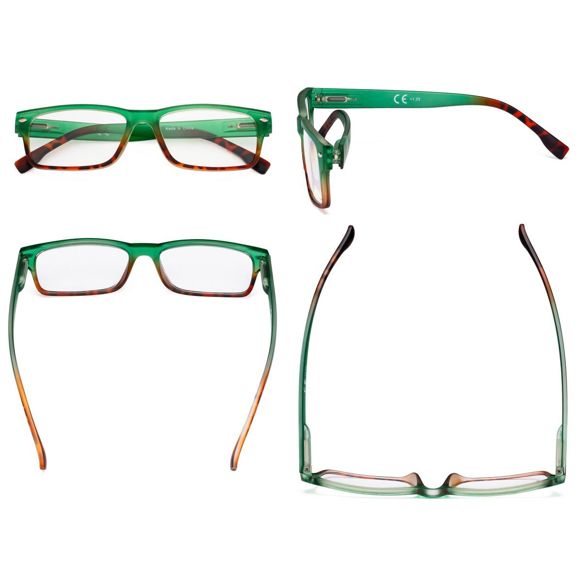 4 Pack Small Rectangle Reading Glasses Stylish Readers R108D