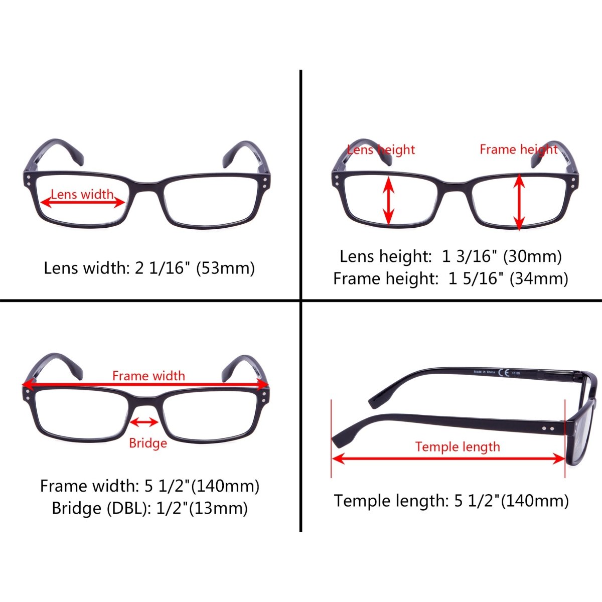 4 Pack Classical Spring - Hinges Reading Glasses R097eyekeeper.com