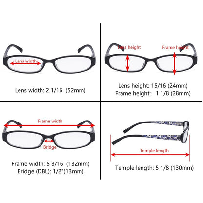 4 Pack Fashion Print Pattern Reading Glasses Small Readers R9104Teyekeeper.com