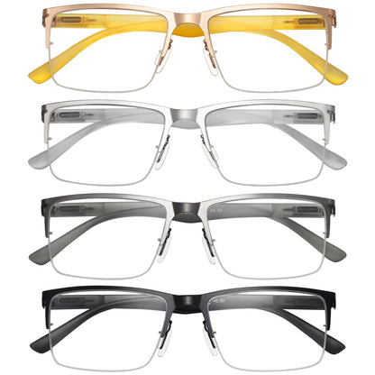 4 Pack Half - rim Reading Glasses Lightweight Metal Readers R2201eyekeeper.com