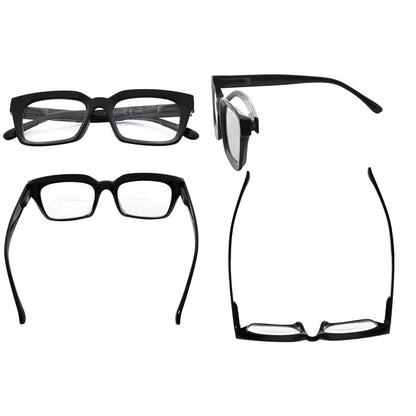 4 Pack Thicker Frame Bifocal Reading Glasses Square Readers BR9106