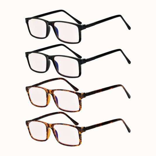 4 Pack Rectangle Blue Light Filter Reading Glasses CGTR007eyekeeper.com