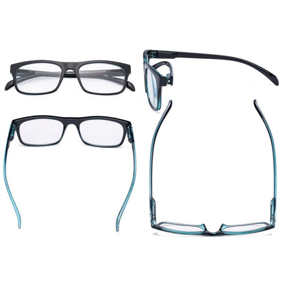 4 Pack Rectangle Reading Glasses for Round Face R047eyekeeper.com