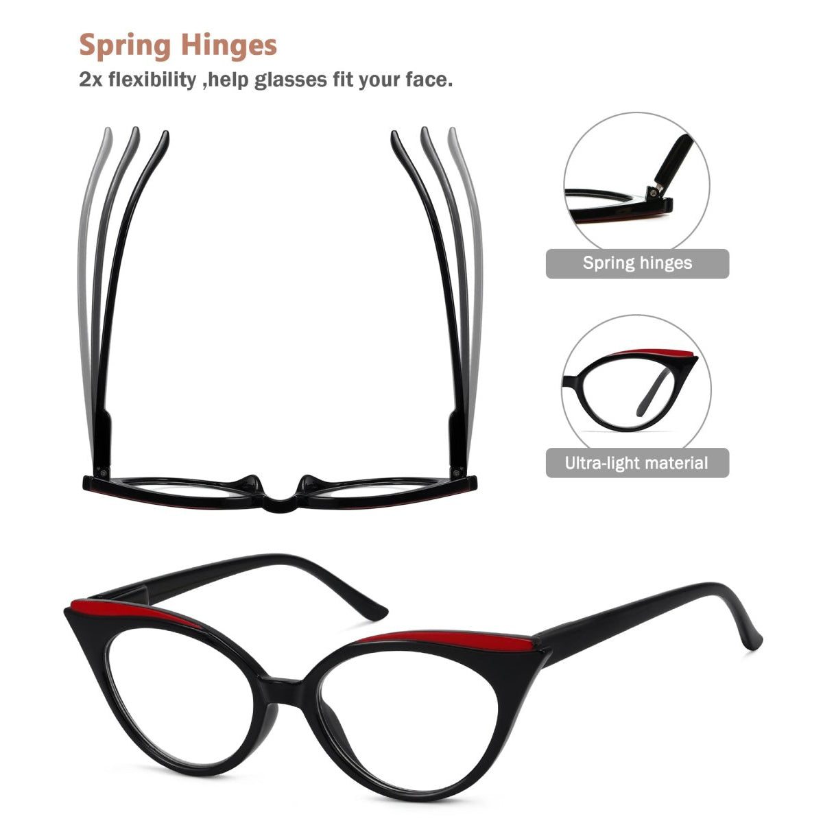 5 Pack Cat-eye Reading Glasses Design Reader for Women R2125eyekeeper.com