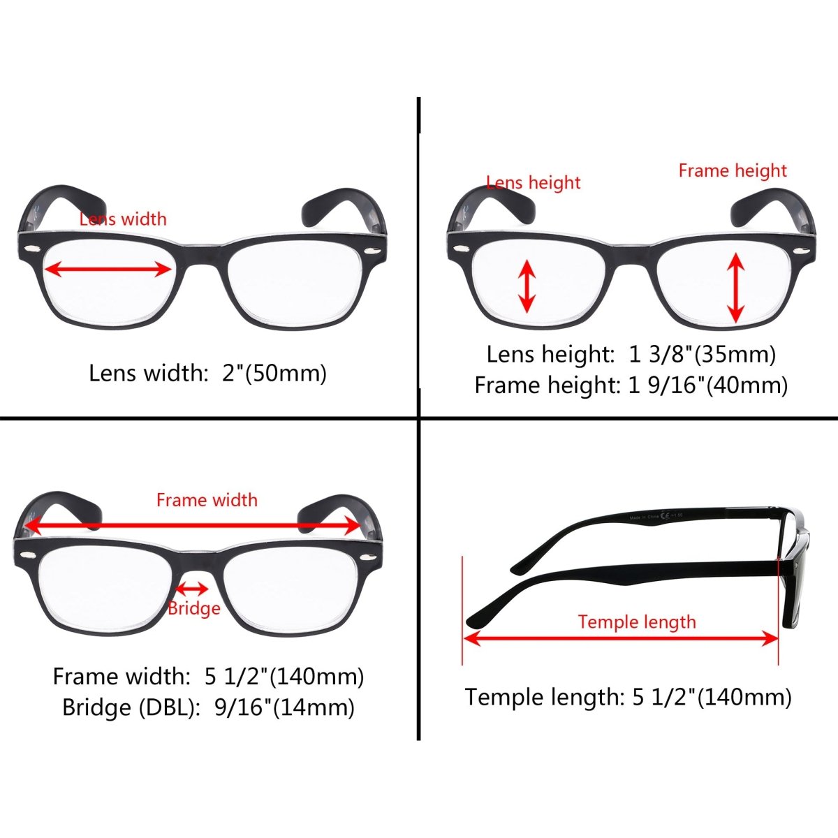 5 Pack Chic Reading Glasses Classic Readers RFH4eyekeeper.com