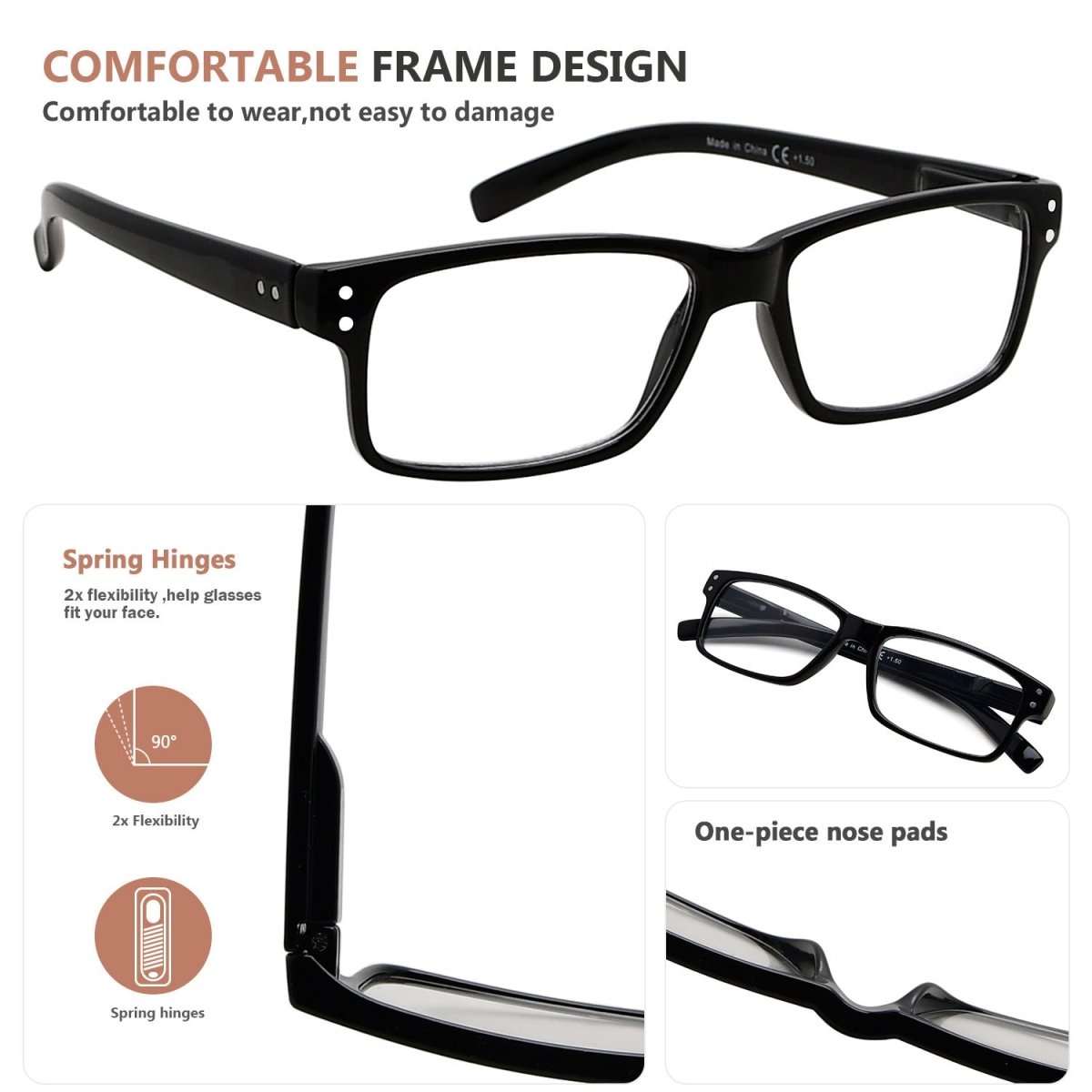 5 Pack Classic Reading Glasses Spring Hinge Readers R032eyekeeper.com