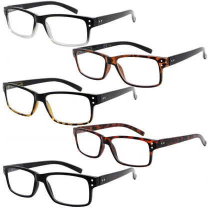 5 Pack Classic Reading Glasses Spring Hinge Readers R032eyekeeper.com