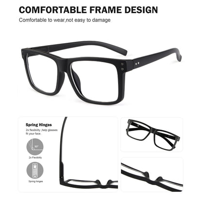 5 Pack Fashionable Large Frame Reading Glasses Rectangle Readers R2142eyekeeper.com