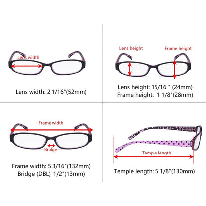 5 Pack Ladies Reading Glasses with Polka Dots Arms R9104Peyekeeper.com