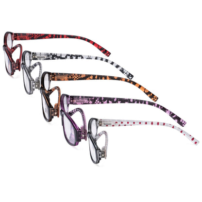 5 Pack Ladies Reading Glasses with Polka Dots Arms R9104P