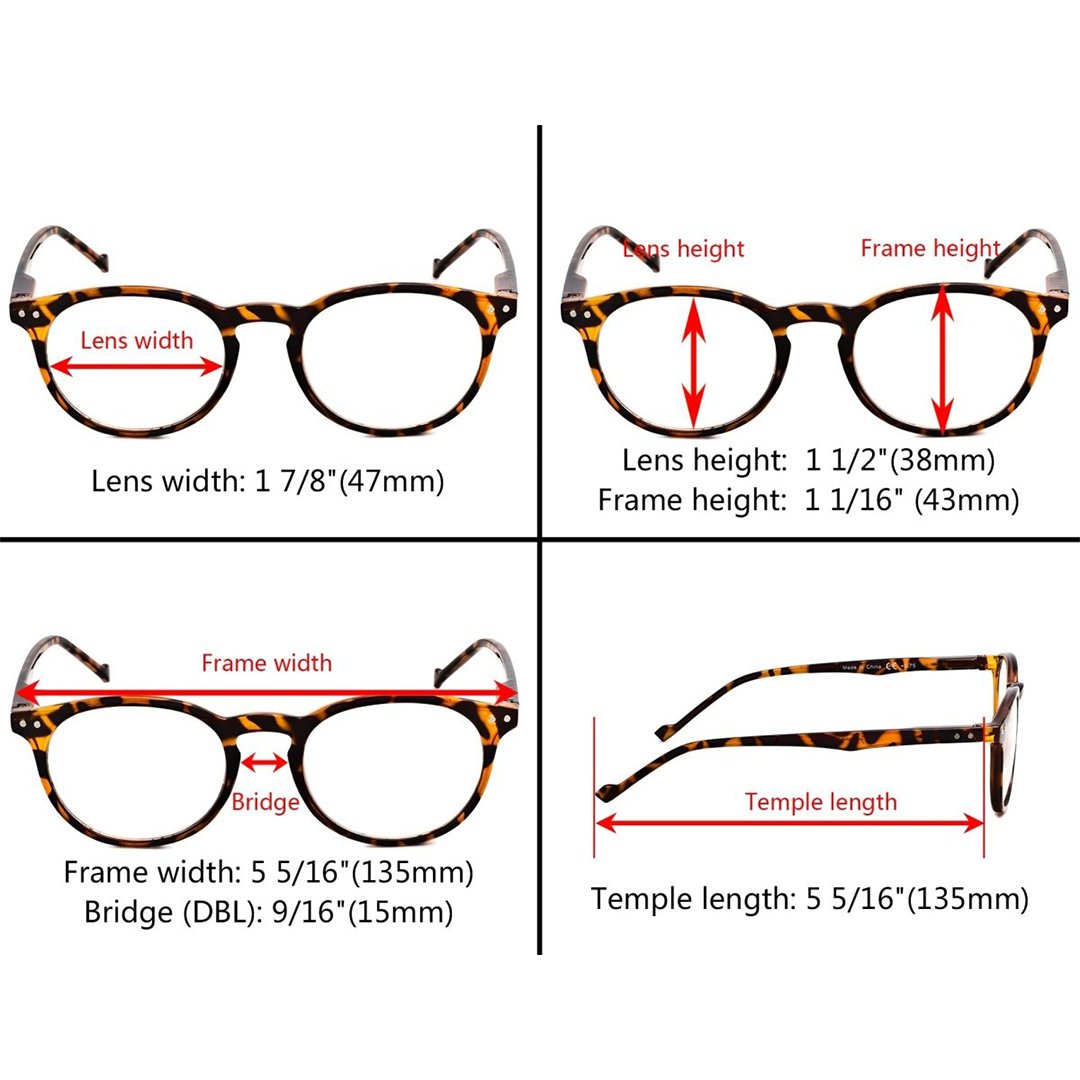 5 Pack Retro Oval Reading Glasses Include Sunglasses R071eyekeeper.com