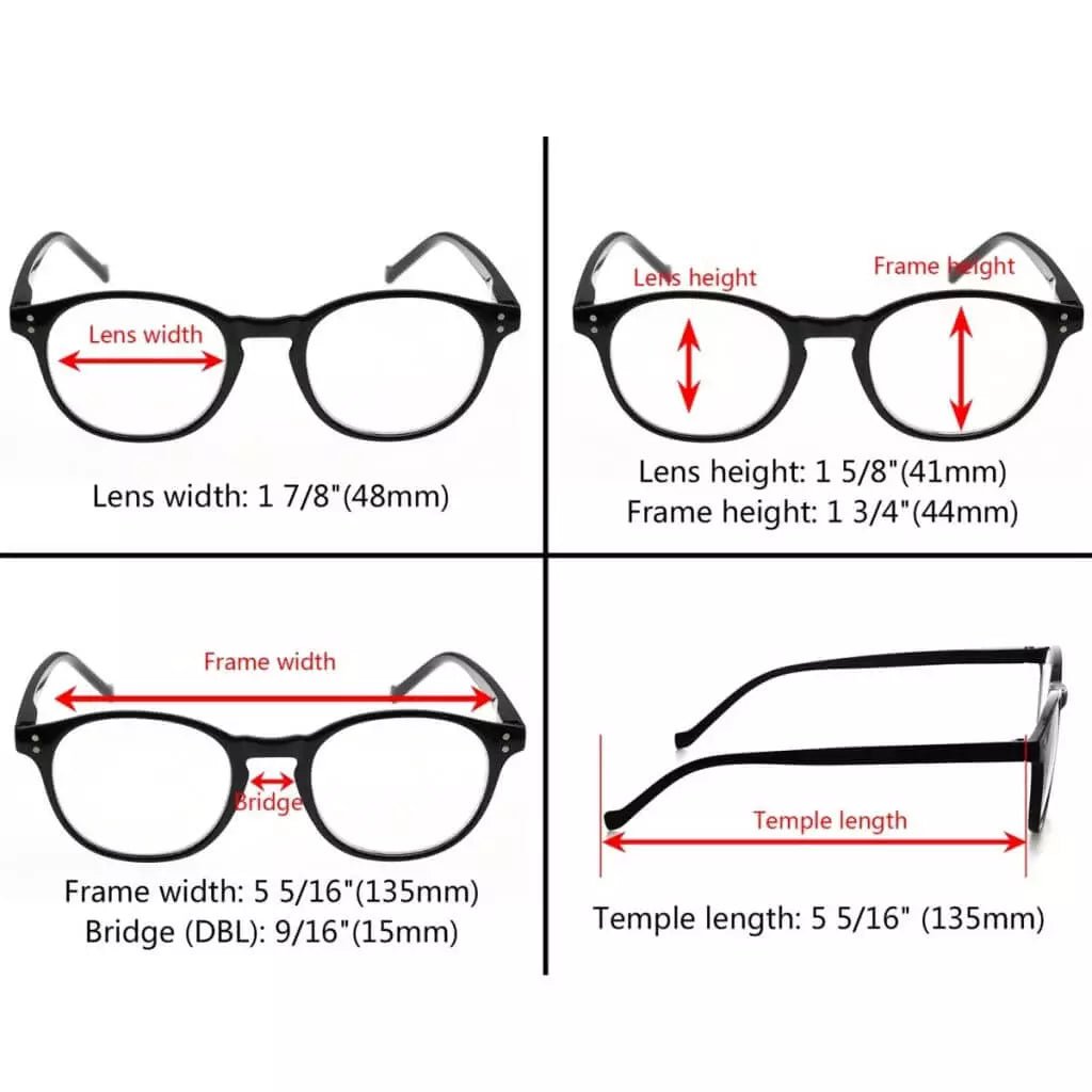 5 Pack Round Reading Glasses Stylish Readers R9115Aeyekeeper.com