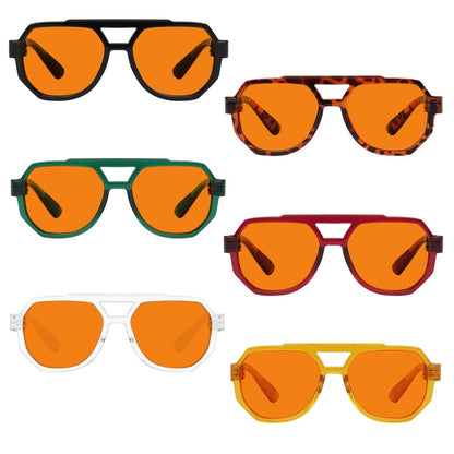 6 Pack 100% Blue Blocking Orange Glasses for Sleep Metalless Pilot NR2309 - B98eyekeeper.com