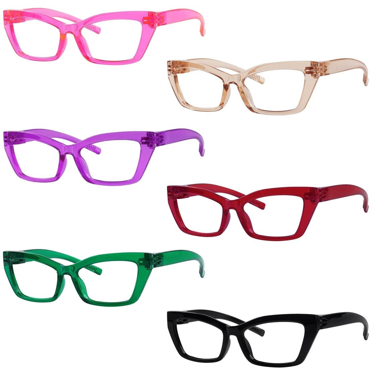 6 Pack 30% Blue Light Blocking Cat - eye Metalless Glasses Screwless R2516 - B15eyekeeper.com