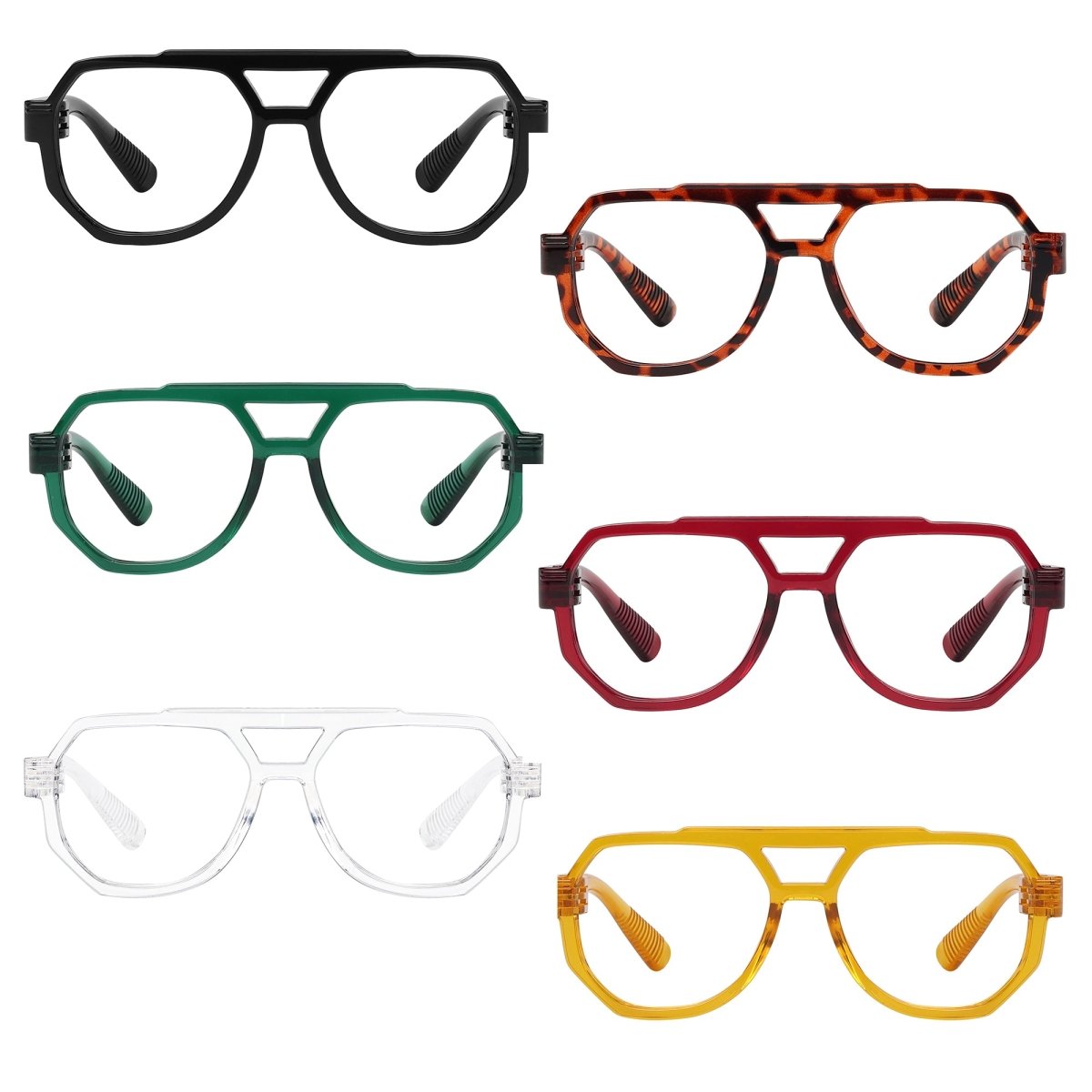 6 Pack 30% Blue Light Blocking Pilot Metalless Screwless Glasses R2309 - B15eyekeeper.com