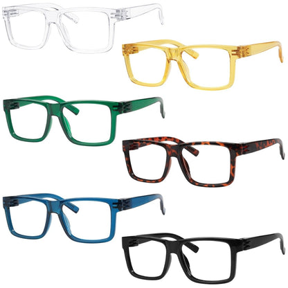 6 Pack 30% Blue Light Blocking Rectangle Metalless Glasses NR2142 - B15eyekeeper.com