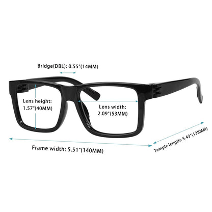 6 Pack Large Frame Thick Spring Hinge Metalless Reading Glasses NR2142eyekeeper.com