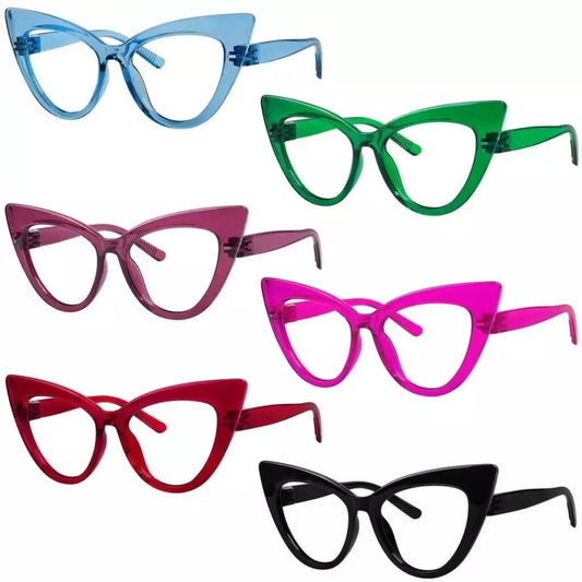 6 Pack Oversized Cat - eye Metalless Screwless Reading Glasses R2318eyekeeper.com