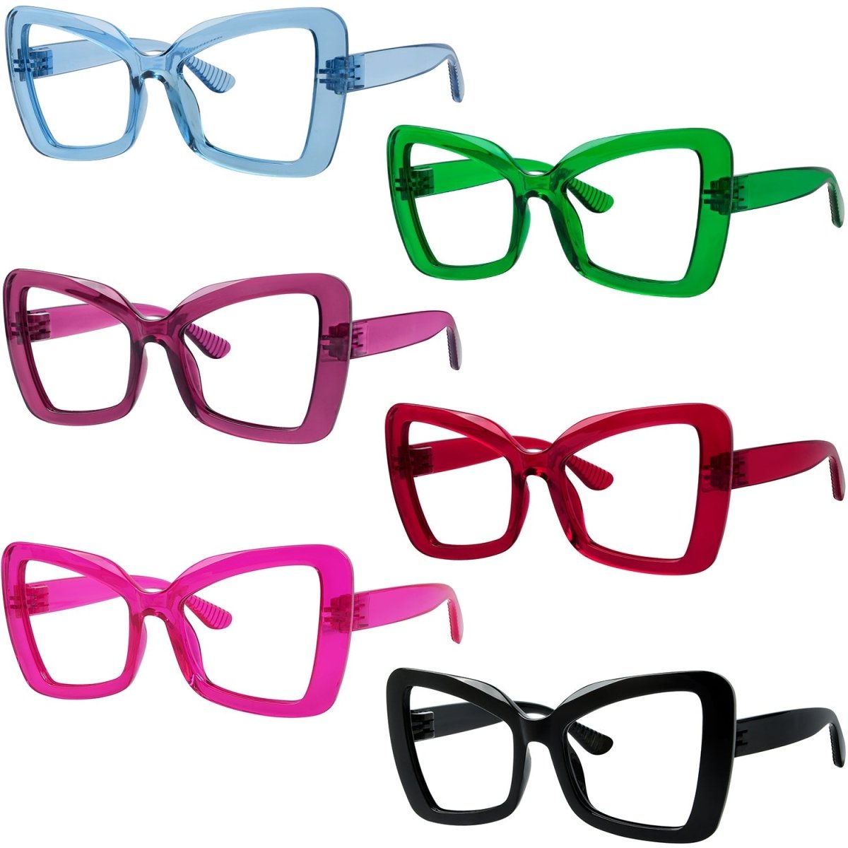 6 Pack Oversized Cat - eye Screwless Metalless Reading Glasses NR2315eyekeeper.com