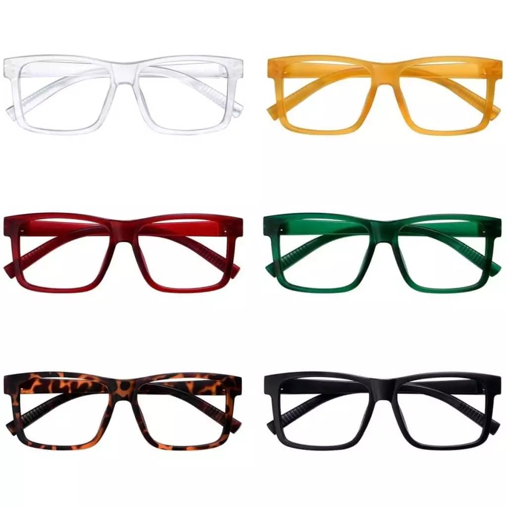 6 Pack Oversized Metalless Screwless Reading Glasses R2508eyekeeper.com