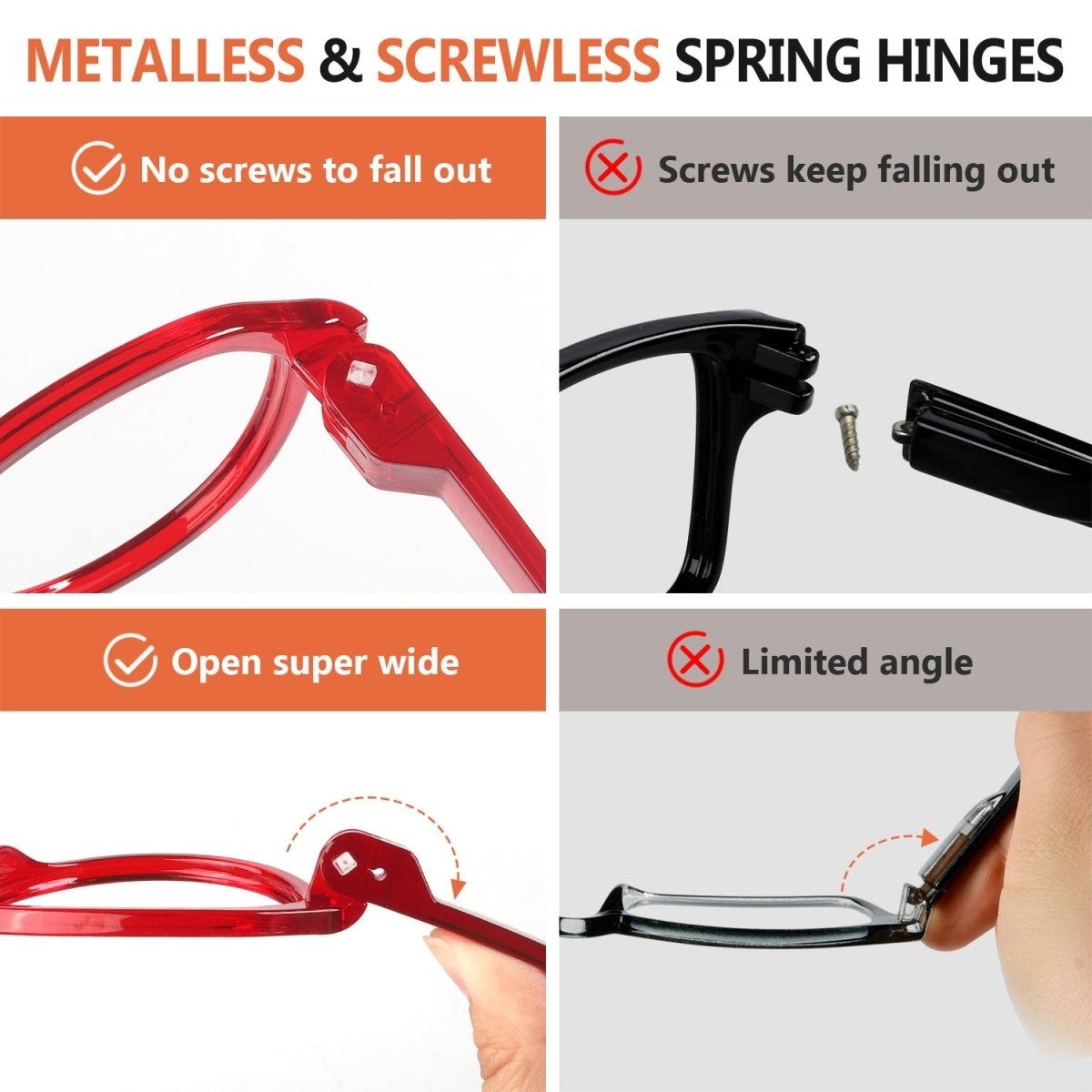 6 Pack Oversized Screwless Metalless Reading Glasses R2317eyekeeper.com