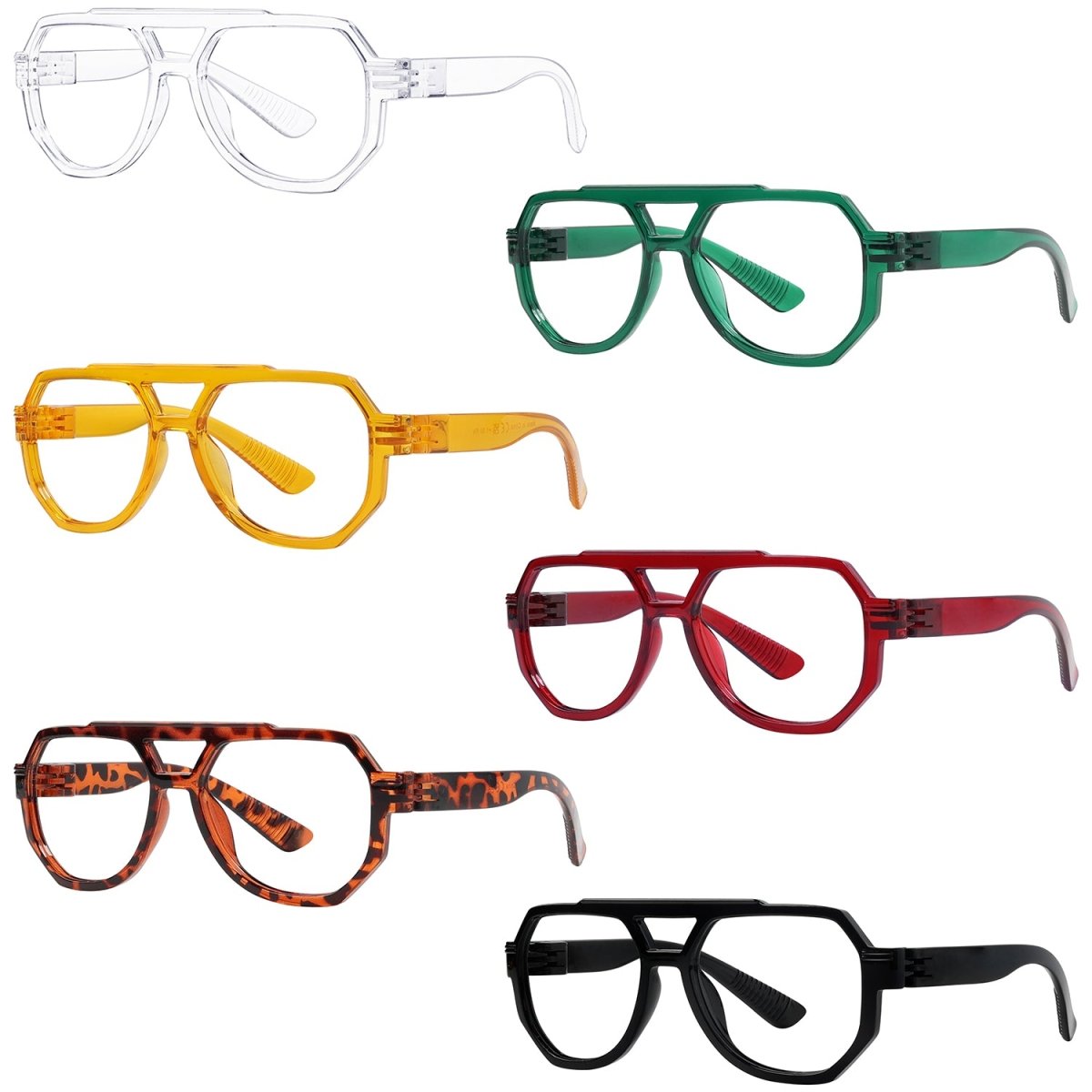 6 Pack Pilot Metalless Screwless Spring Hinge Reading Glasses NR2309eyekeeper.com